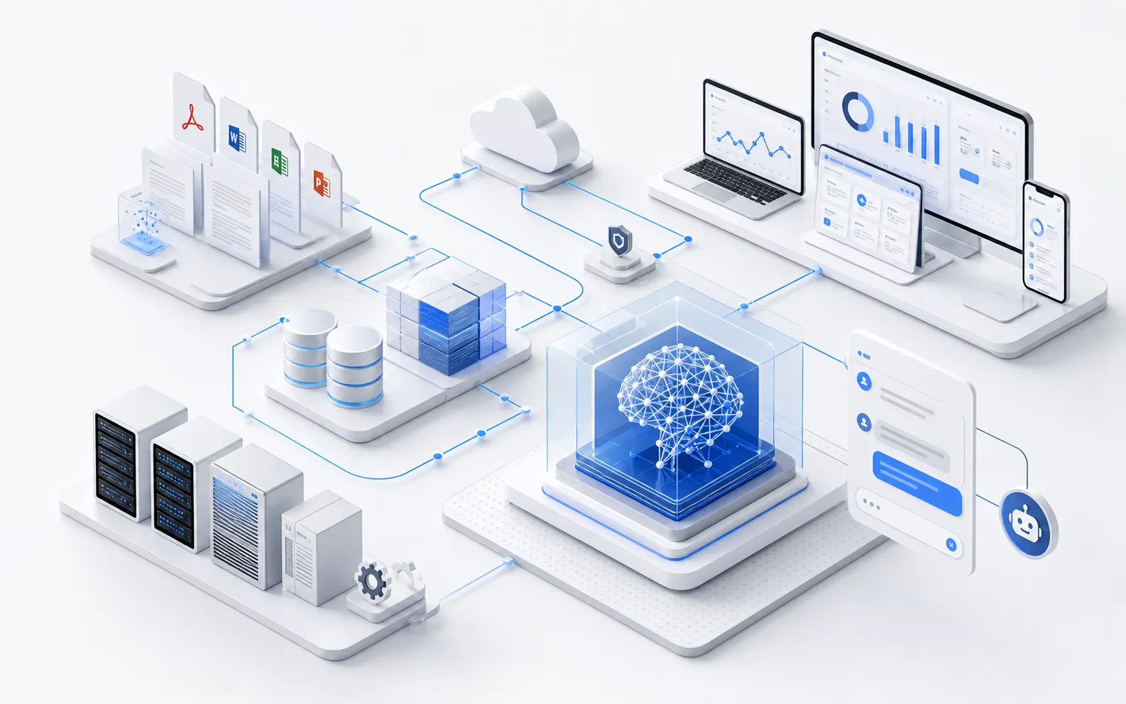 Custom SaaS and enterprise AI architecture visual